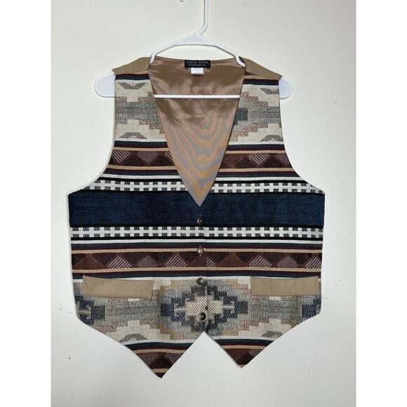 Vintage Castle Rock Southwestern Style Vest Tapestry Texture Size Large Button - Picture 1 of 6